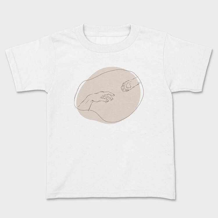Hand And Cat Animal Paw Creation Moment, Tricou Copii
