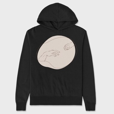 Hand And Cat Animal Paw Creation Moment, Hanorac Oversize Barbati (Unisex)