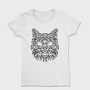 Hand Drawn Cat Animal Face Monochrome Fade, Tricou Femei