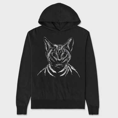 Hand Drawn Cat, Hanorac Oversize Barbati (Unisex)