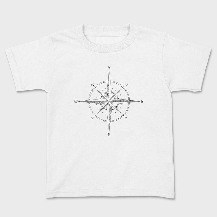 Hand Drawn Compass Rose Illustration, Tricou Copii