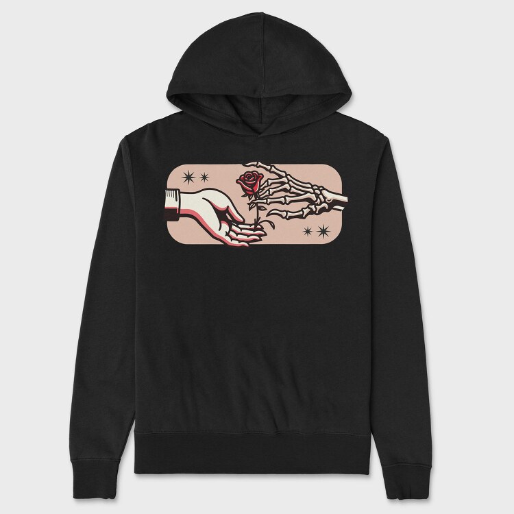 Hands And Rose, Hanorac Oversize Barbati (Unisex)