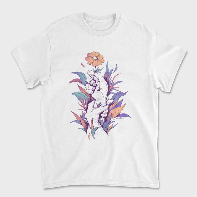 Hands Holding A Flower Plants, Tricou Barbati (Unisex)