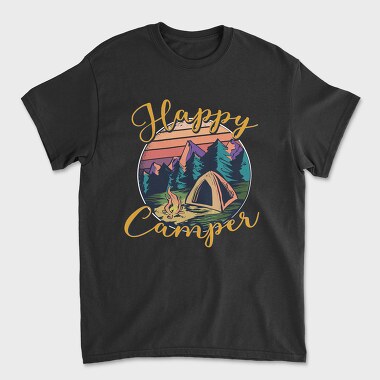 Happy Camper Lettering Only Request, Tricou Barbati (Unisex)