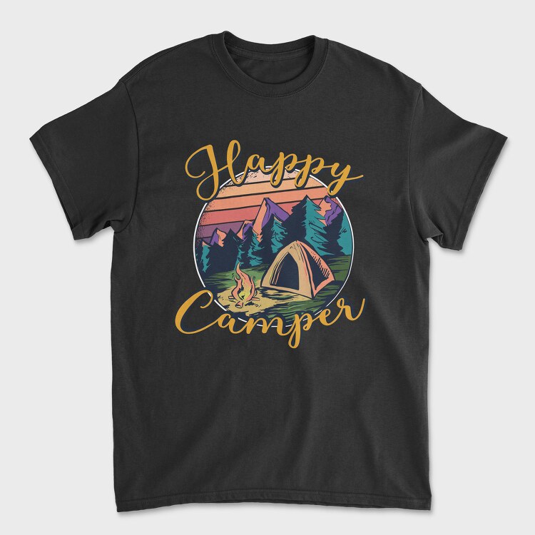 Happy Camper Lettering Only Request, Tricou Barbati (Unisex)