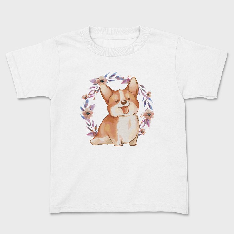 Happy Corgi Dog Watercolor Pillow, Tricou Copii