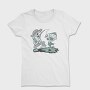 Happy Fisherman And Fish Cartoon, Tricou Femei
