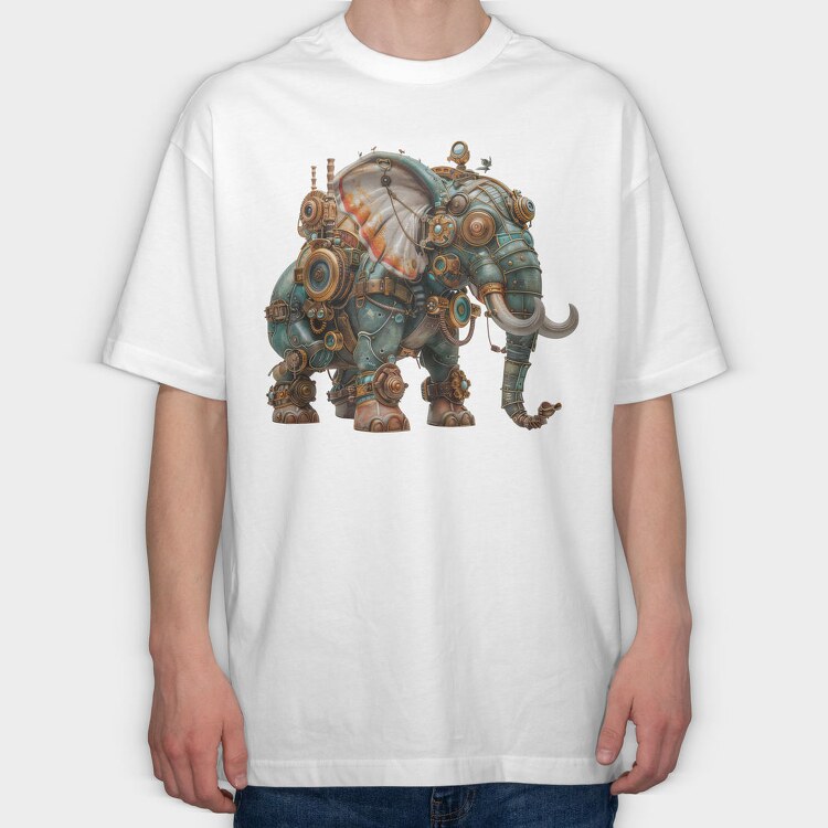 Steampunk Elephant Gears, Tricou Oversize Barbati (Unisex)