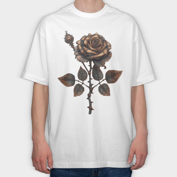Steampunk Rose Bud, Tricou Oversize Barbati (Unisex)