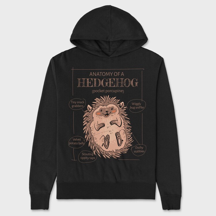 Hedgehog Anatomy Cute, Hanorac Oversize Barbati (Unisex)