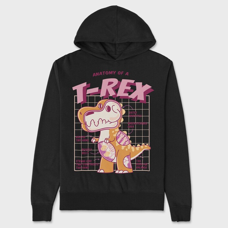 T Rex Anatomy Funny, Hanorac Oversize Barbati (Unisex)