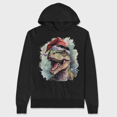 T Rex Wearing A Santa Hat Dinosaur Xmas, Hanorac Oversize Barbati (Unisex)