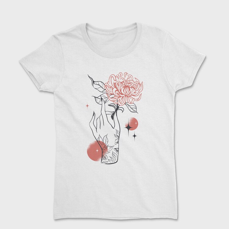 Tattoo Hand And Flower Chrysanthemum, Tricou Femei