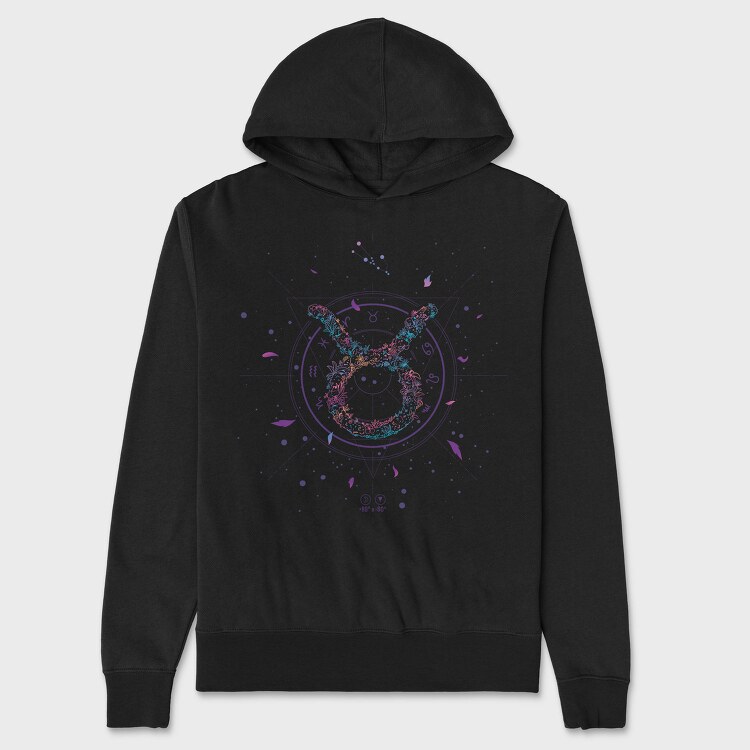 Taurus Floral Zodiac Sign, Hanorac Oversize Barbati (Unisex)