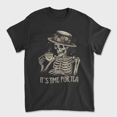 Tea Time Skeleton Grunge, Tricou Barbati (Unisex)