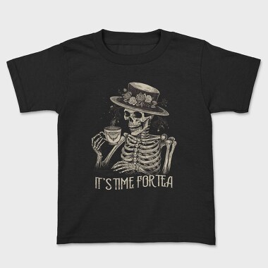 Tea Time Skeleton Grunge, Tricou Copii