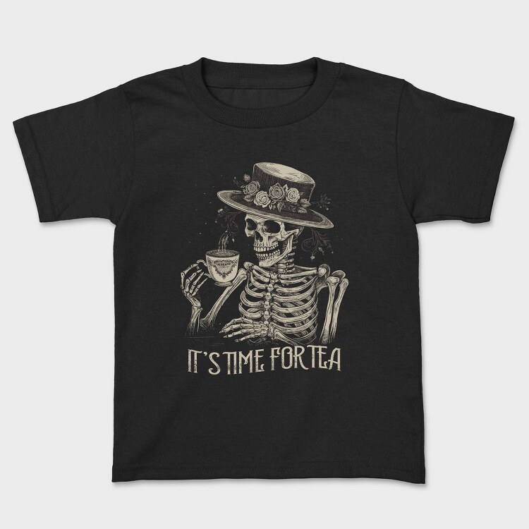 Tea Time Skeleton Grunge, Tricou Copii
