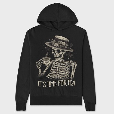 Tea Time Skeleton Grunge, Hanorac Oversize Barbati (Unisex)