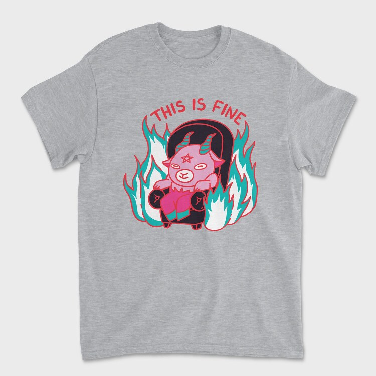 This Is Fine Baphomet Meme, Tricou Barbati (Unisex)