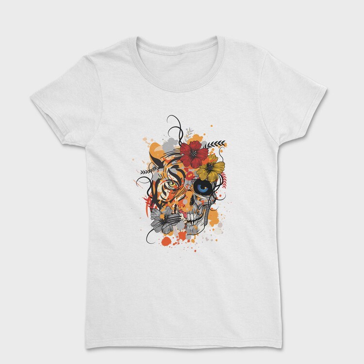 Tiger And Skull Abstract 001, Tricou Femei