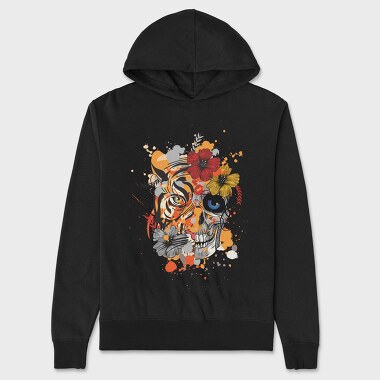 Tiger And Skull Abstract 001, Hanorac Oversize Barbati (Unisex)