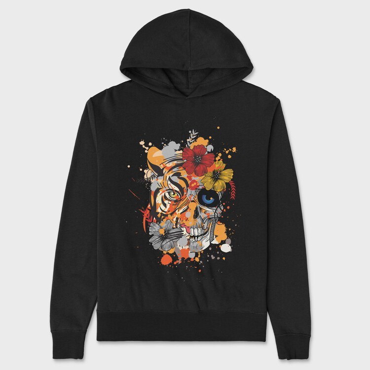 Tiger And Skull Abstract 001, Hanorac Oversize Barbati (Unisex)