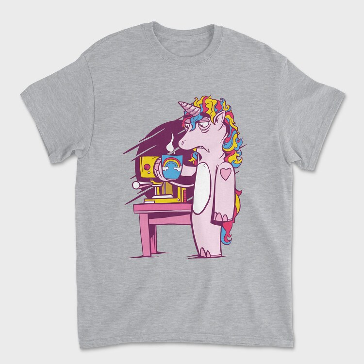 Tired Unicorn With Coffee, Tricou Barbati (Unisex)