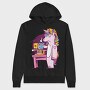 Tired Unicorn With Coffee, Hanorac Oversize Barbati (Unisex)