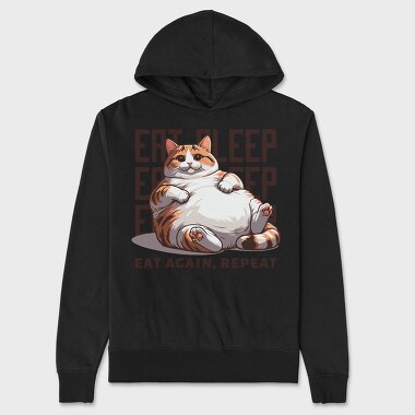 Lazy Cat Quote Eat Sleep Repeat, Hanorac Oversize Barbati (Unisex)