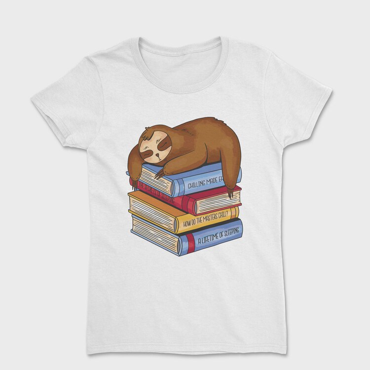 Librarian Sloth Sleeping Books, Tricou Femei