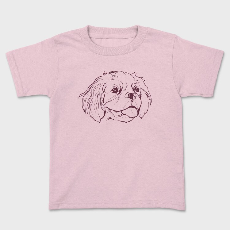 Line Stroke Cavalier Dog, Tricou Copii