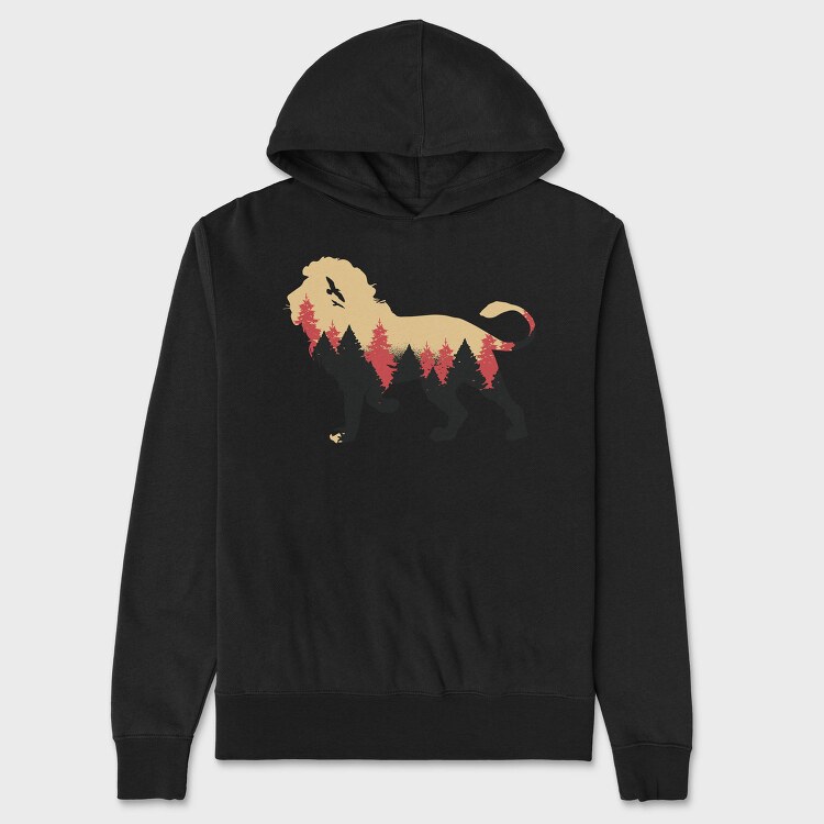 Lion Forest Silhouette, Hanorac Oversize Barbati (Unisex)