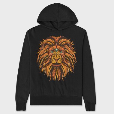 Lion Mandala Illustration Color 001, Hanorac Oversize Barbati (Unisex)