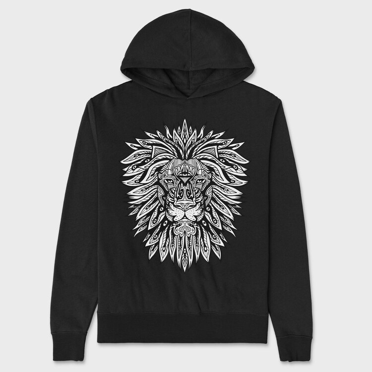 Lion Mandala Psicodelic, Hanorac Oversize Barbati (Unisex)