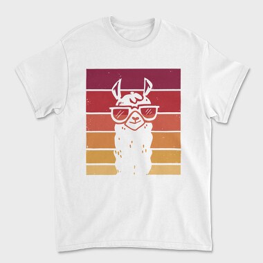 Llama Animal Retro Sunset, Tricou Barbati (Unisex)
