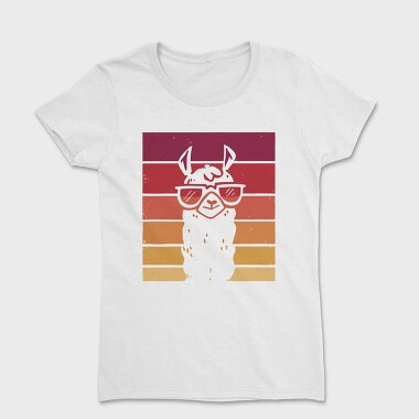 Llama Animal Retro Sunset, Tricou Femei