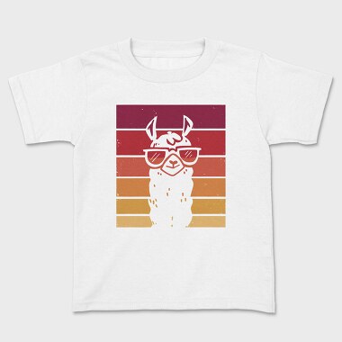 Llama Animal Retro Sunset, Tricou Copii
