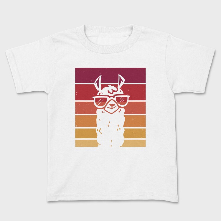 Llama Animal Retro Sunset, Tricou Copii