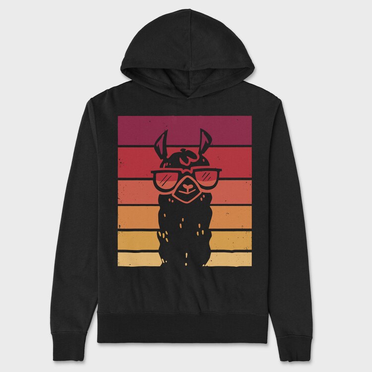 Llama Animal Retro Sunset, Hanorac Oversize Barbati (Unisex)