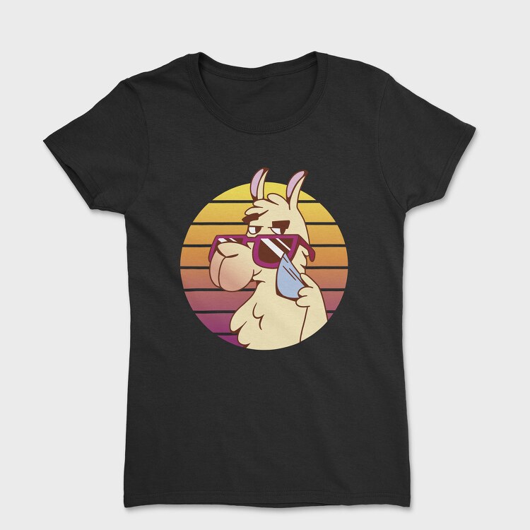 Llama Animal With Sunglasses, Tricou Femei