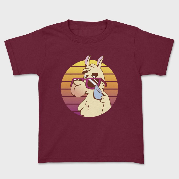 Llama Animal With Sunglasses, Tricou Copii