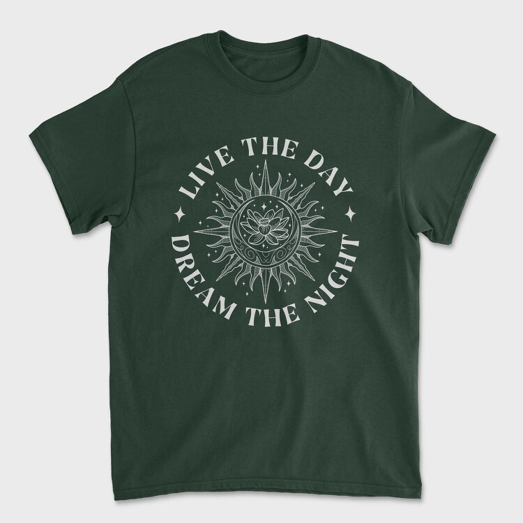 Lotus Flower Moon And Sun Line Art, Tricou Barbati (Unisex)