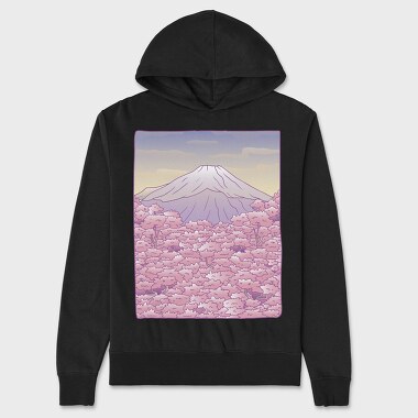 Pastel Sakura Mount Fuji, Hanorac Oversize Barbati (Unisex)