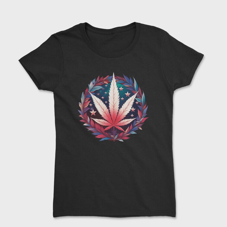Patriotic Cannabis Leaf 4th Of July, Tricou Femei