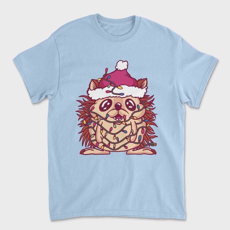 Hedgehog In Christmas Lights, Tricou Barbati (Unisex)