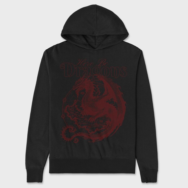 Here Be Dragons Fantasy, Hanorac Oversize Barbati (Unisex)