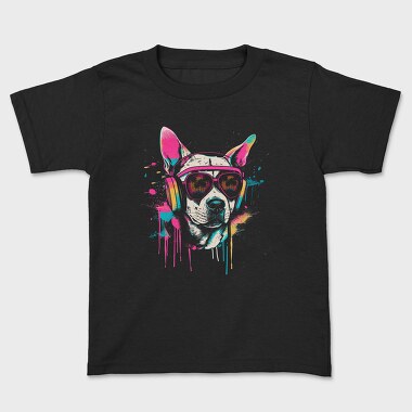 Hip Dog With Headphones Summer Dj, Tricou Copii