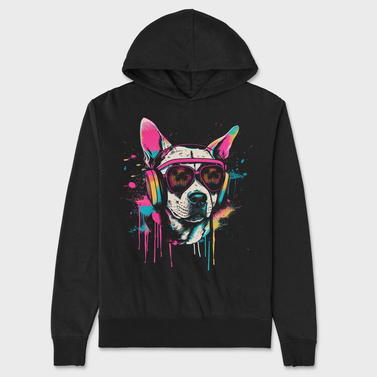 Hip Dog With Headphones Summer Dj, Hanorac Oversize Barbati (Unisex)