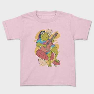 Hippie Frog Playing Guitar, Tricou Copii