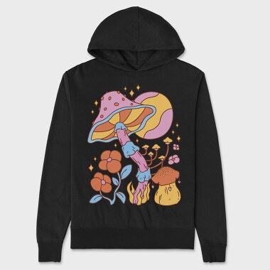 Hippie Mushroom Planet Flower, Hanorac Oversize Barbati (Unisex)